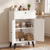 Kitchen Buffet Cabinet with 1 Drawer 2 Doors and Adjustable Shelf-White