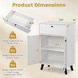 Kitchen Buffet Cabinet with 1 Drawer 2 Doors and Adjustable Shelf-White