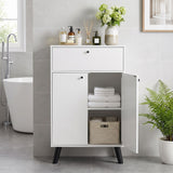 Kitchen Buffet Cabinet with 1 Drawer 2 Doors and Adjustable Shelf-White