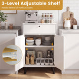 Kitchen Buffet Cabinet with 1 Drawer 2 Doors and Adjustable Shelf-White