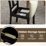Set of 2 Kitchen Dining Chair with Linen Fabric and Storage Space