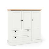 47.5 Inch Kitchen Freestanding Storage Cabinet with 3 Doors and 2 Large Drawers-White