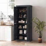 Kitchen Pantry Cabinet with 2 Adjustable Shelves and Anti-Tipping Kits for Living Room