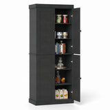Kitchen Pantry Cabinet with 2 Adjustable Shelves and Anti-Tipping Kits for Living Room