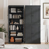 Kitchen Pantry Cabinet with 2 Adjustable Shelves and Anti-Tipping Kits for Living Room