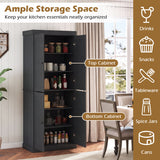 Kitchen Pantry Cabinet with 2 Adjustable Shelves and Anti-Tipping Kits for Living Room