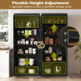 Kitchen Pantry Cabinet with 2 Adjustable Shelves and Anti-Tipping Kits for Living Room
