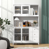 Kitchen Pantry Storage Cabinet Kitchen Hutch with LED lights and Power Outlet