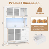 Kitchen Pantry Storage Cabinet Kitchen Hutch with LED lights and Power Outlet