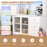 Kitchen Pantry Storage Cabinet Kitchen Hutch with LED lights and Power Outlet