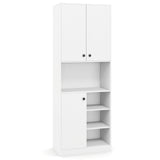 Kitchen Pantry Storage Cabinet with Microwave Stand and Open Shelves