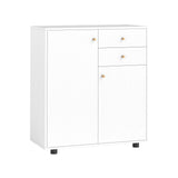 Kitchen Sideboard Buffet Cabinet Coffee Bar Cabinet with 2 Drawers 2 Doors and 3 Adjustable Shelves-White