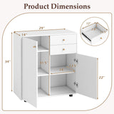 Kitchen Sideboard Buffet Cabinet Coffee Bar Cabinet with 2 Drawers 2 Doors and 3 Adjustable Shelves-White
