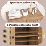 Kitchen Sideboard with 2 Rattan Doors and Adjustable Shelf