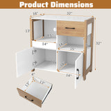 Kitchen Storage Cabinet with Drawer Pull-Out Shelf and 2 Doors-White