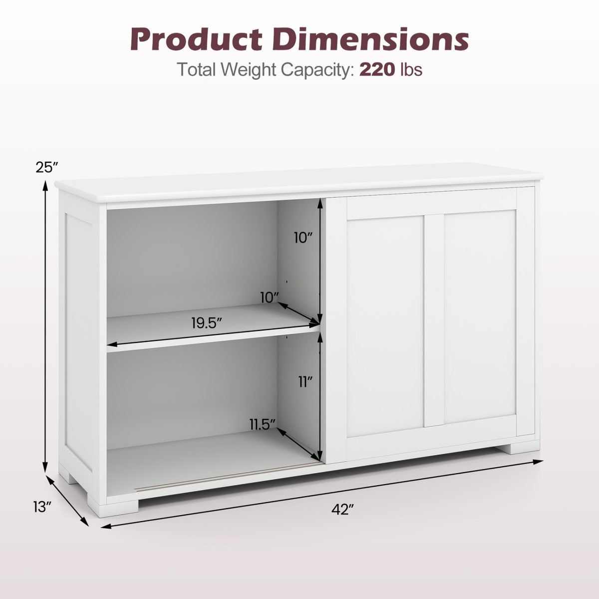 Kitchen Storage Cabinet with Wood Sliding Door