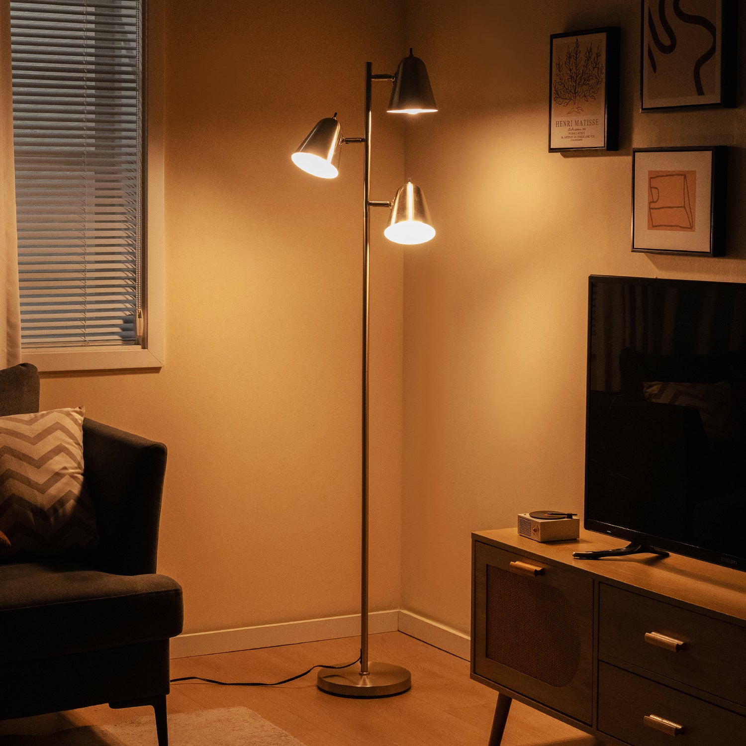 64 Inch 3-Light LED Floor Lamp Reading Light for Living Room Bedroom
