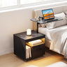 LED Nightstand with Power Outlets Modern Bedside Table with Flip over
