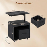 LED Nightstand with Power Outlets Modern Bedside Table with Flip over