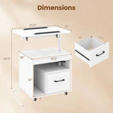 LED Nightstand with Power Outlets Modern Bedside Table with Flip over