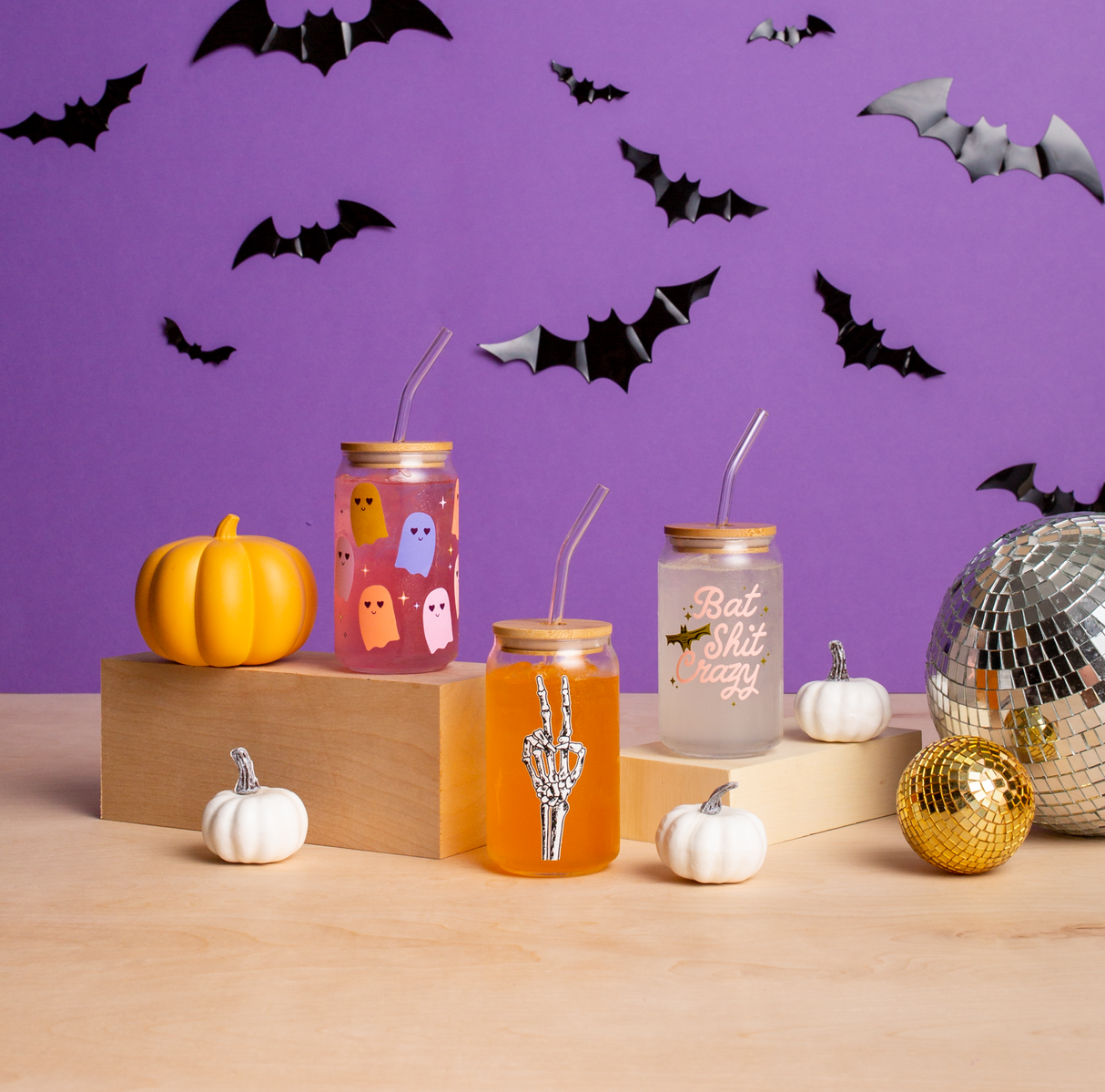 Halloween Can Glass w/Lid