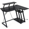 L Shaped Gaming Desk with Outlets and USB Ports