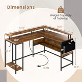 L-Shaped Gaming Desk with LED Lights and Power Outlets Home Office Computer Desk