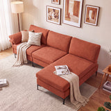 L-Shaped Sectional Sofa Convertible 4-Seater Modular Couch with 2 3-Hole Outlets and 4 USB Ports