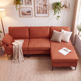 L-Shaped Sectional Sofa Convertible 4-Seater Modular Couch with 2 3-Hole Outlets and 4 USB Ports