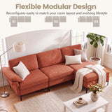 L-Shaped Sectional Sofa Convertible 4-Seater Modular Couch with 2 3-Hole Outlets and 4 USB Ports