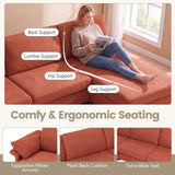 L-Shaped Sectional Sofa Convertible 4-Seater Modular Couch with 2 3-Hole Outlets and 4 USB Ports