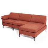 L-Shaped Sectional Sofa Convertible 4-Seater Modular Couch with 2 3-Hole Outlets and 4 USB Ports