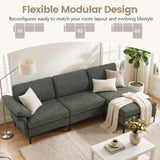 L-Shaped Sectional Sofa Convertible 4-Seater Modular Couch with 2 3-Hole Outlets and 4 USB Ports