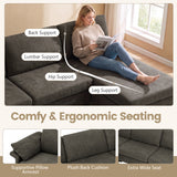 L-Shaped Sectional Sofa Convertible 4-Seater Modular Couch with 2 3-Hole Outlets and 4 USB Ports