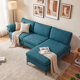 L-Shaped Sectional Sofa Convertible 4-Seater Modular Couch with 2 3-Hole Outlets and 4 USB Ports