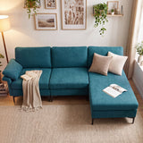 L-Shaped Sectional Sofa Convertible 4-Seater Modular Couch with 2 3-Hole Outlets and 4 USB Ports