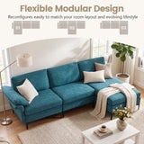 L-Shaped Sectional Sofa Convertible 4-Seater Modular Couch with 2 3-Hole Outlets and 4 USB Ports