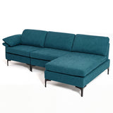 L-Shaped Sectional Sofa Convertible 4-Seater Modular Couch with 2 3-Hole Outlets and 4 USB Ports