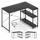 L-shaped 47 Inch Reversible Corner Desk with Adjustable Storage Shelves