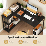 L-shaped 47 Inch Reversible Corner Desk with Adjustable Storage Shelves