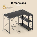 L-shaped 47 Inch Reversible Corner Desk with Adjustable Storage Shelves