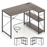 L-shaped 47 Inch Reversible Corner Desk with Adjustable Storage Shelves