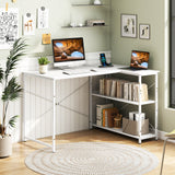 L-shaped 47 Inch Reversible Corner Desk with Adjustable Storage Shelves