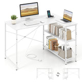 L-shaped 47 Inch Reversible Corner Desk with Adjustable Storage Shelves