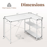 L-shaped 47 Inch Reversible Corner Desk with Adjustable Storage Shelves