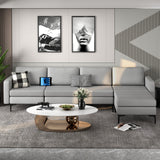 1/2/3/4-Seat Convertible Sectional Sofa with Reversible Ottoman-4-Seat L-shaped with 2 USB Ports