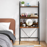 71" High Freestanding Laptop Desk with Open Shelves for Living Room Bedroom Study-Brown