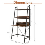 71" High Freestanding Laptop Desk with Open Shelves for Living Room Bedroom Study-Brown