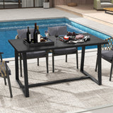 Large Dining Table with Heavy-duty Metal Frame and Anti-slip Foot Pads