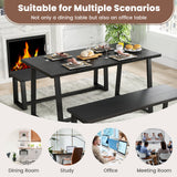 Large Dining Table with Heavy-duty Metal Frame and Anti-slip Foot Pads